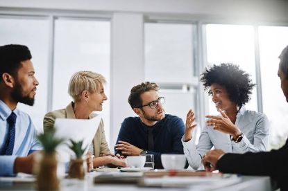 People talking in a professional setting